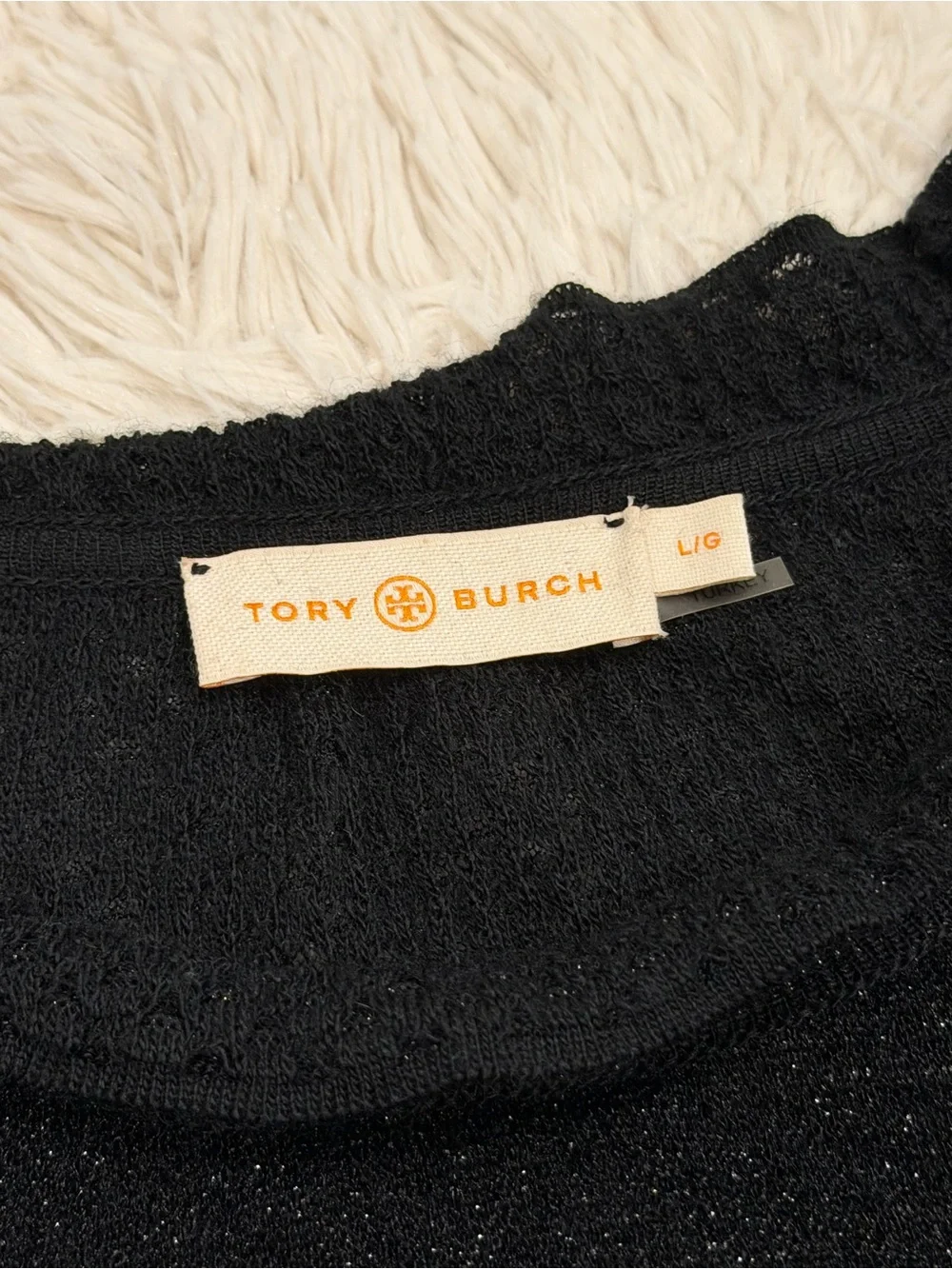 Tory Burch Isabelle Metallic Wool Blend Dress Large Black Sweater Long Sleeve